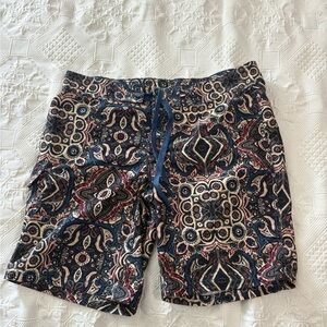 OKANU Women's Multicolor Swim Board Shorts Size 12 Blue Red Cream
